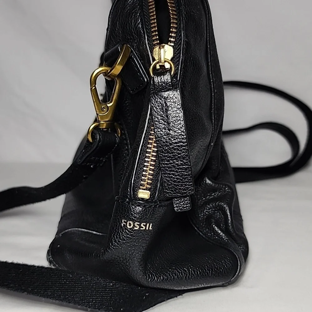 Fossil Jori‎ Black Leather Mini Satchel Handbag Purse Vintage Hobo Crossbody